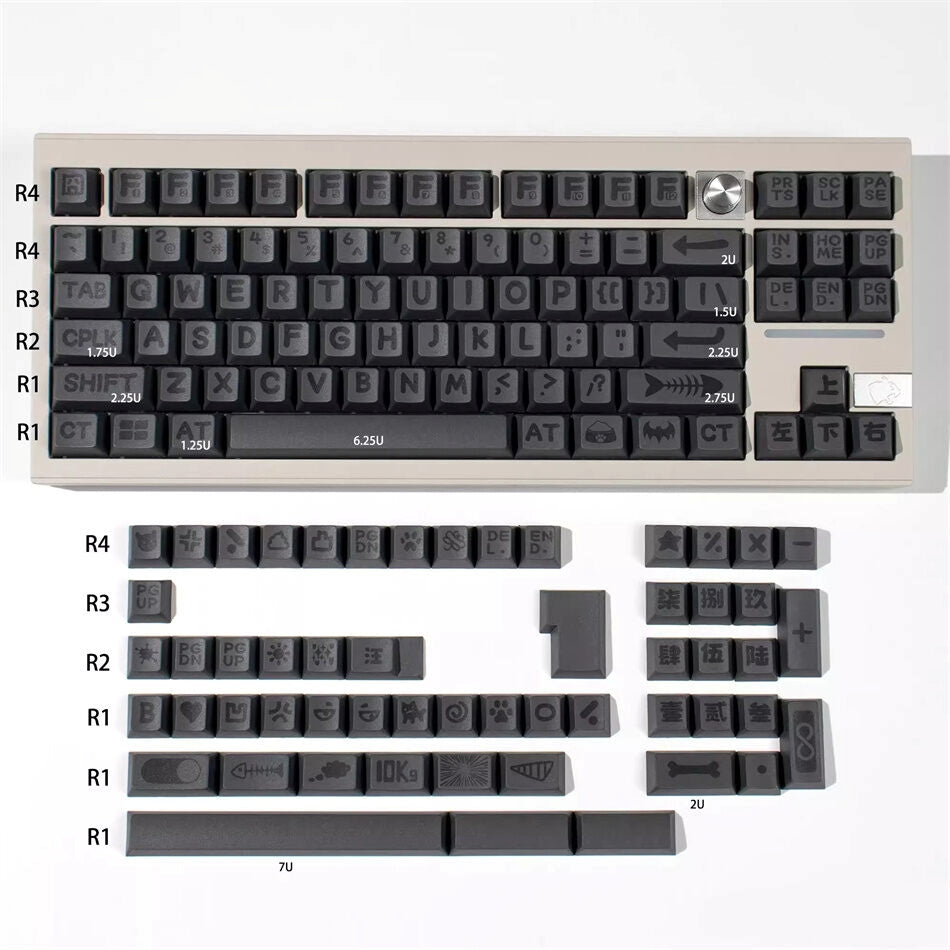 Grey Animals Party Big Font Cherry PBT Keycaps