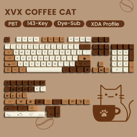 Coffee Cat 143-Key XDA Profile Dye-Sub PBT Keycap