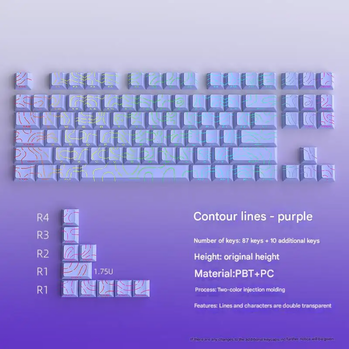 Pastel Purple Topography Line Crack Side Backlit Keycaps