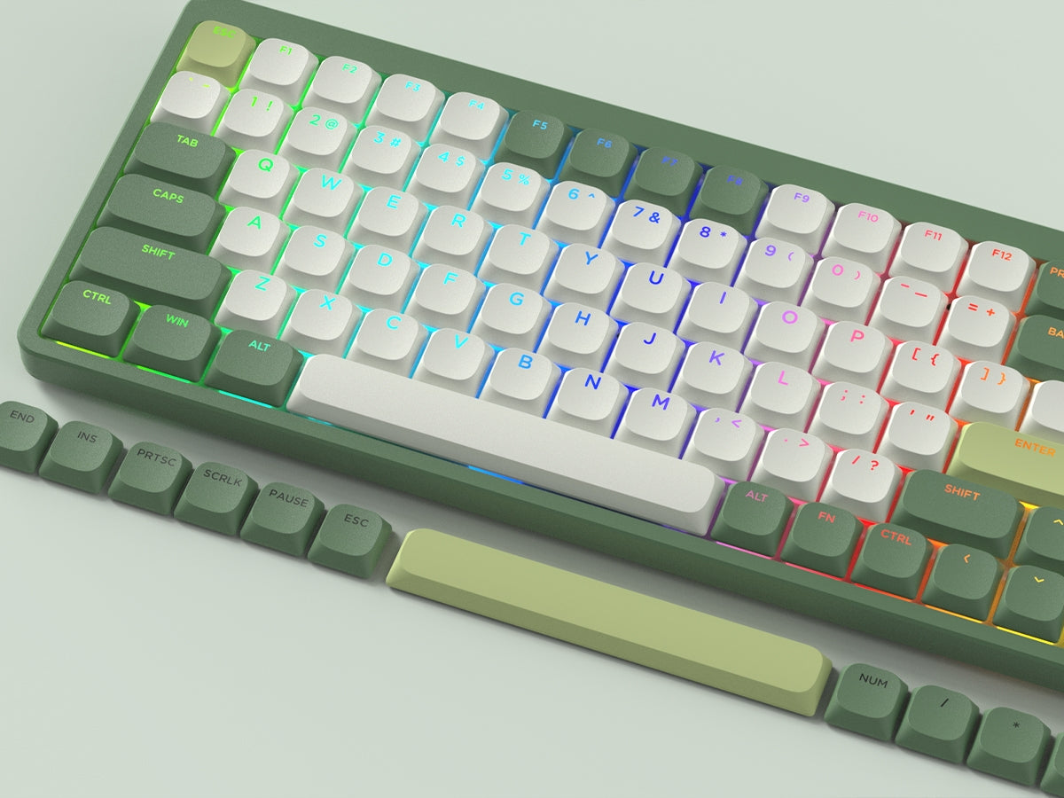Womier Milk Green Shinethrough Low Profile Keycaps
