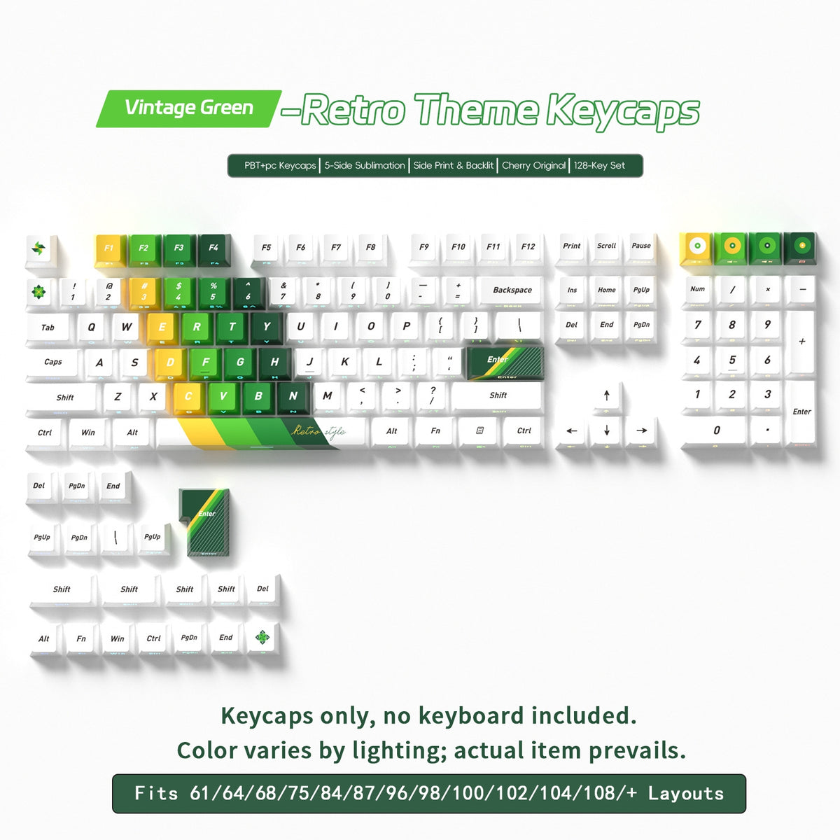 Retro Side Backlit Cherry PBT Keycaps 3 Themes