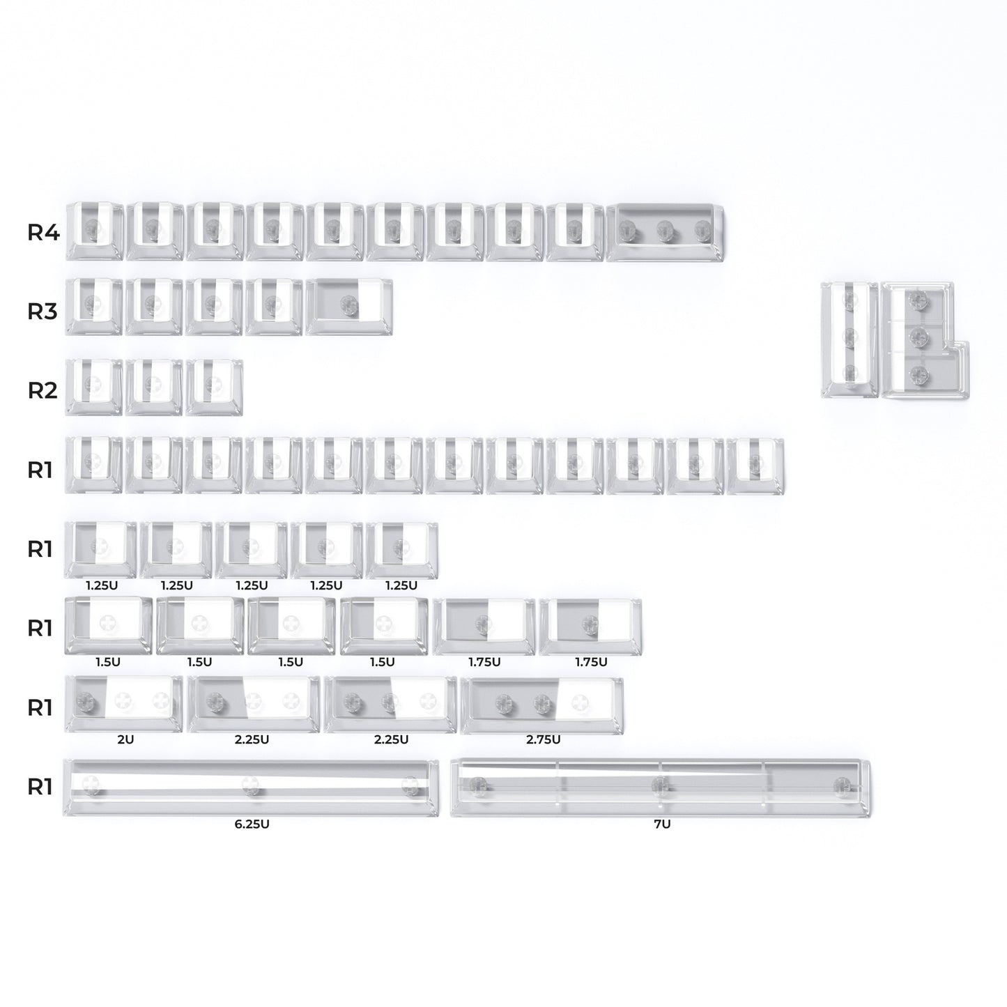 Womier DIY Blank Crystal Transparent Keycaps Set Of 49 Keys