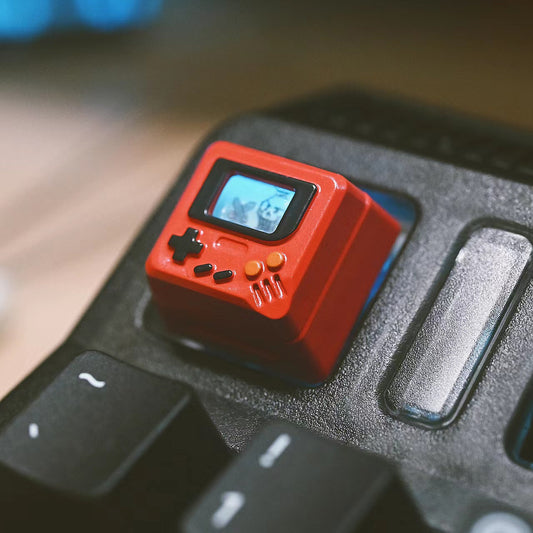 Retro Mini Gaming Pad Artisan Keycap With 3 Panels & 6 Cards Red White