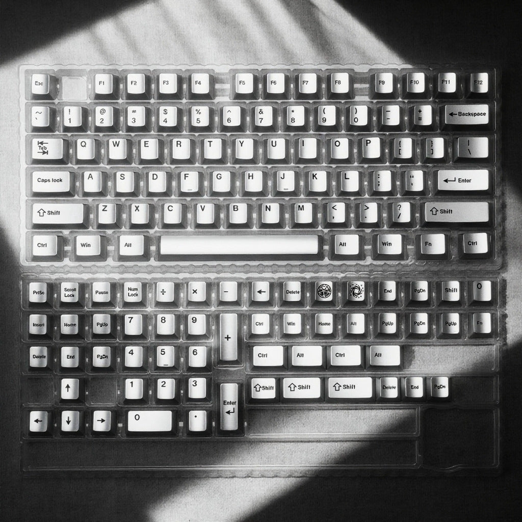 PREMIUM Metallic Silver Black Cherry PBT Keycaps