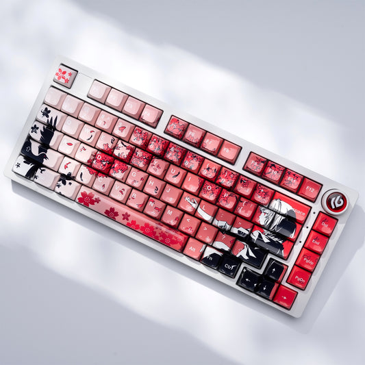 Ceramic Coated Sakura Raven Glossy Japanese XDA PBT Keycaps