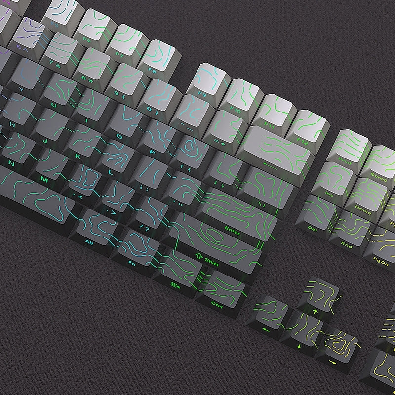 Topographic Polar Day Line Crack Side Backlit Cherry Keycaps