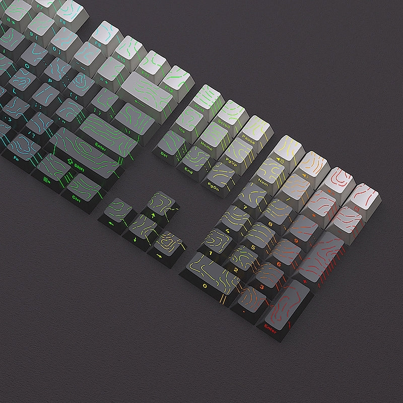 Topographic Polar Day Line Crack Side Backlit Cherry Keycaps