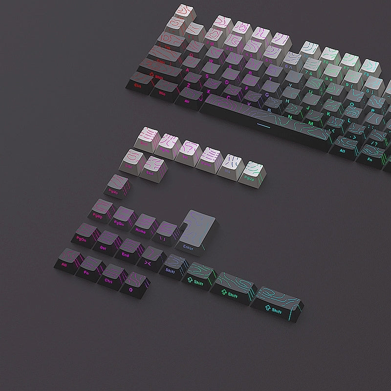 Topographic Polar Day Line Crack Side Backlit Cherry Keycaps