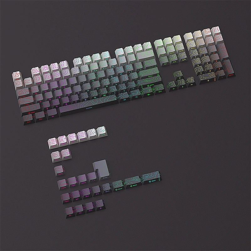 Topographic Polar Day Line Crack Side Backlit Cherry Keycaps