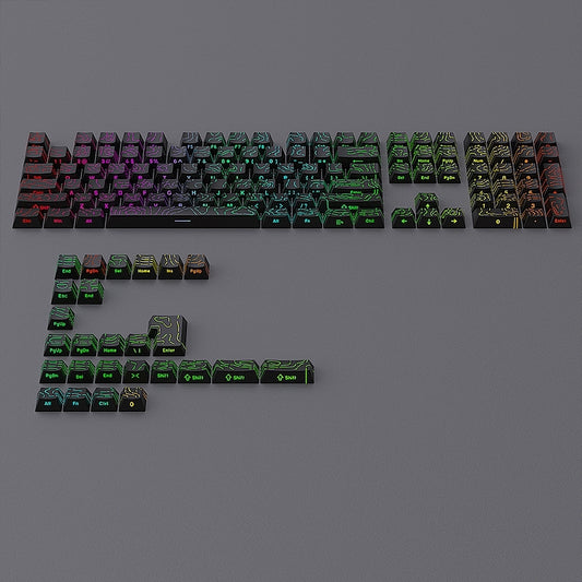 Topographic Black Line Crack Side Backlit PBT Keycaps