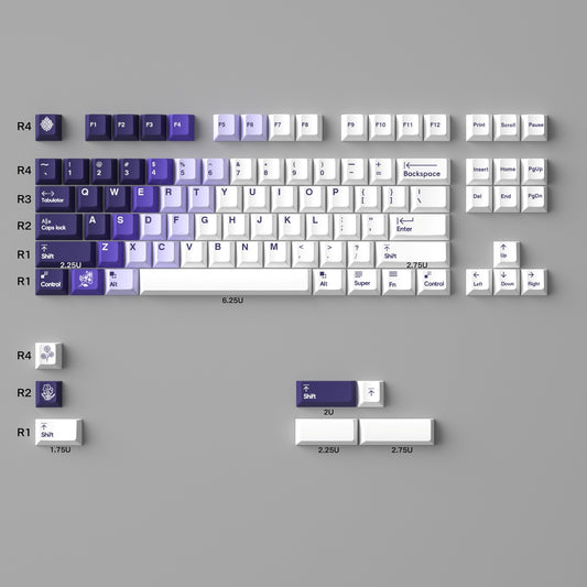 Purple Lilac Gradient 209 PBT Sublimation & Crystal Transparent Hybrid Keycaps