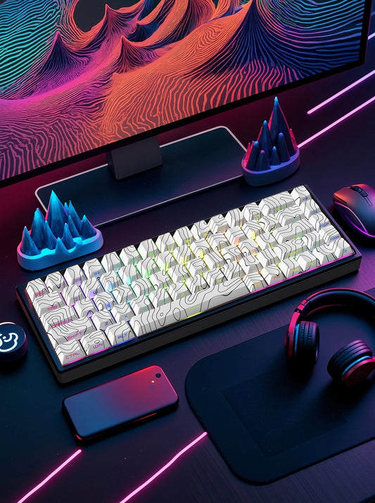 Topography White Contour Legends Only Backlit Thick PBT Keycaps