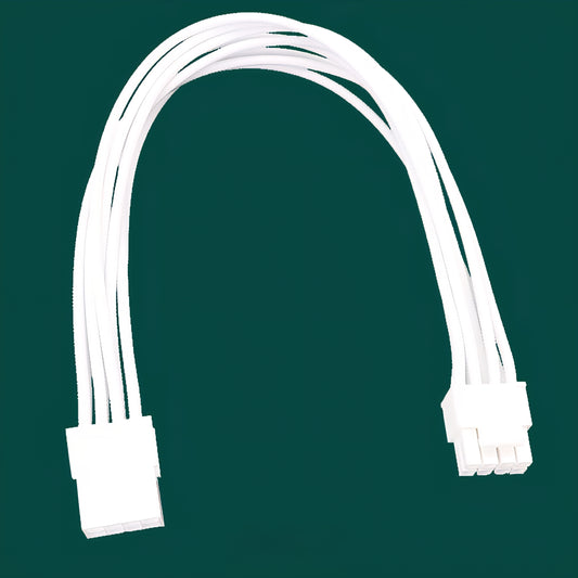 CPU 8PIN Power Supply Sleeved Extension Cable White Black