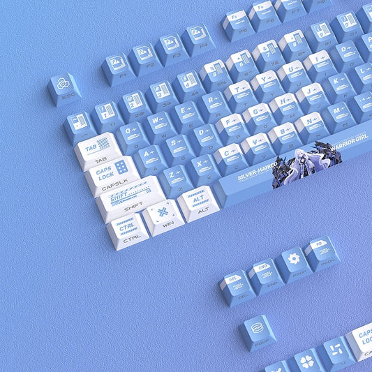 Rei Ayanami Neon Genesis Evangelion Dual Legends Side Backlit Cherry PBT Keycaps
