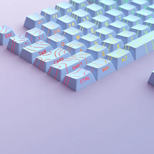 Pastel Blue Topography Line Crack Side Backlit Keycaps