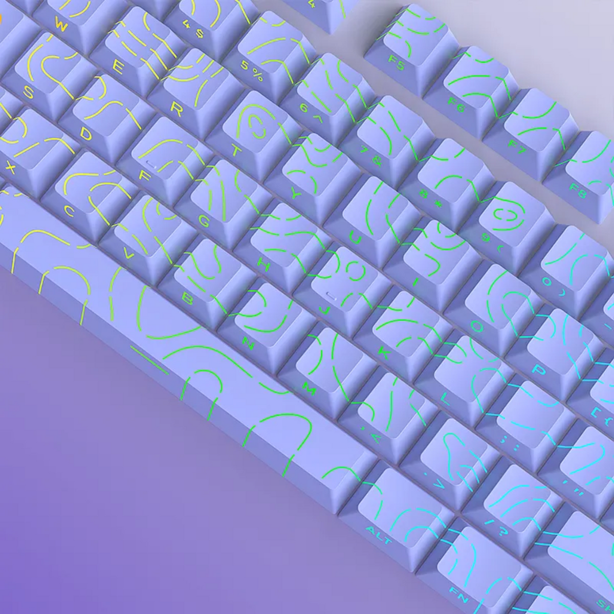 Pastel Purple Topography Line Crack Side Backlit Keycaps