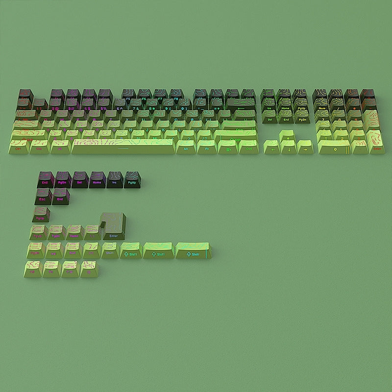 Topography Line Crack Venom Green Cherry Side Backlit Keycaps