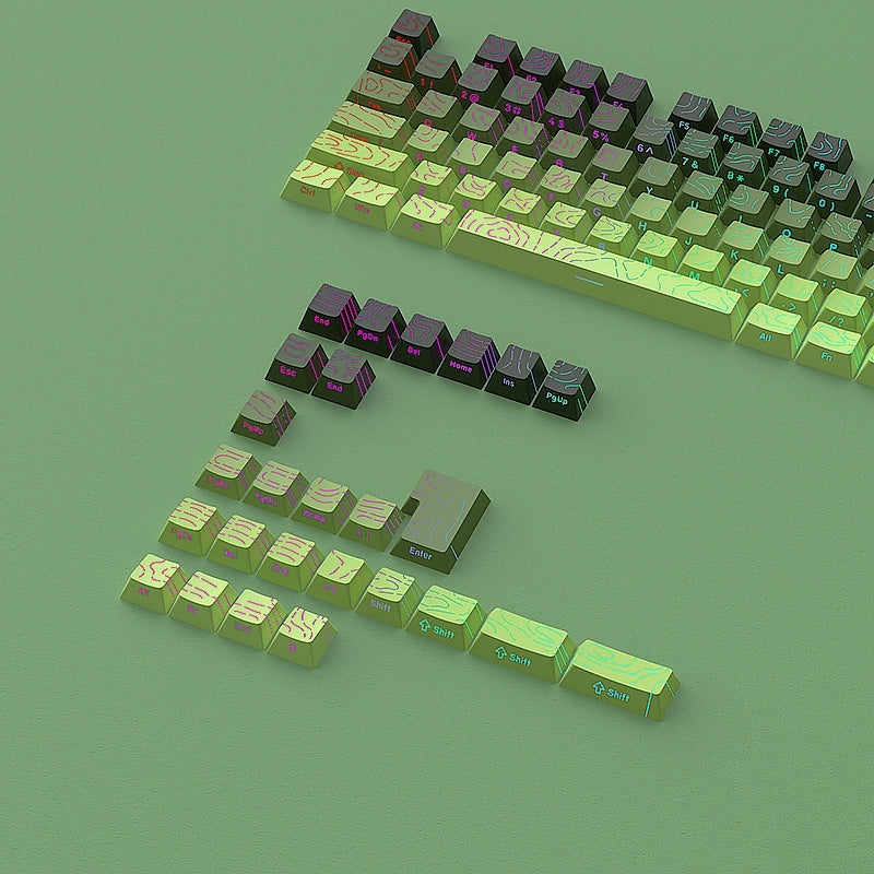 Topography Line Crack Venom Green Cherry Side Backlit Keycaps