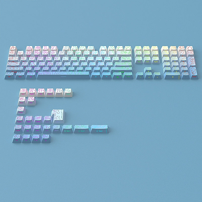 Topography Line Crack Sky Blue Cherry Side Backlit Keycaps