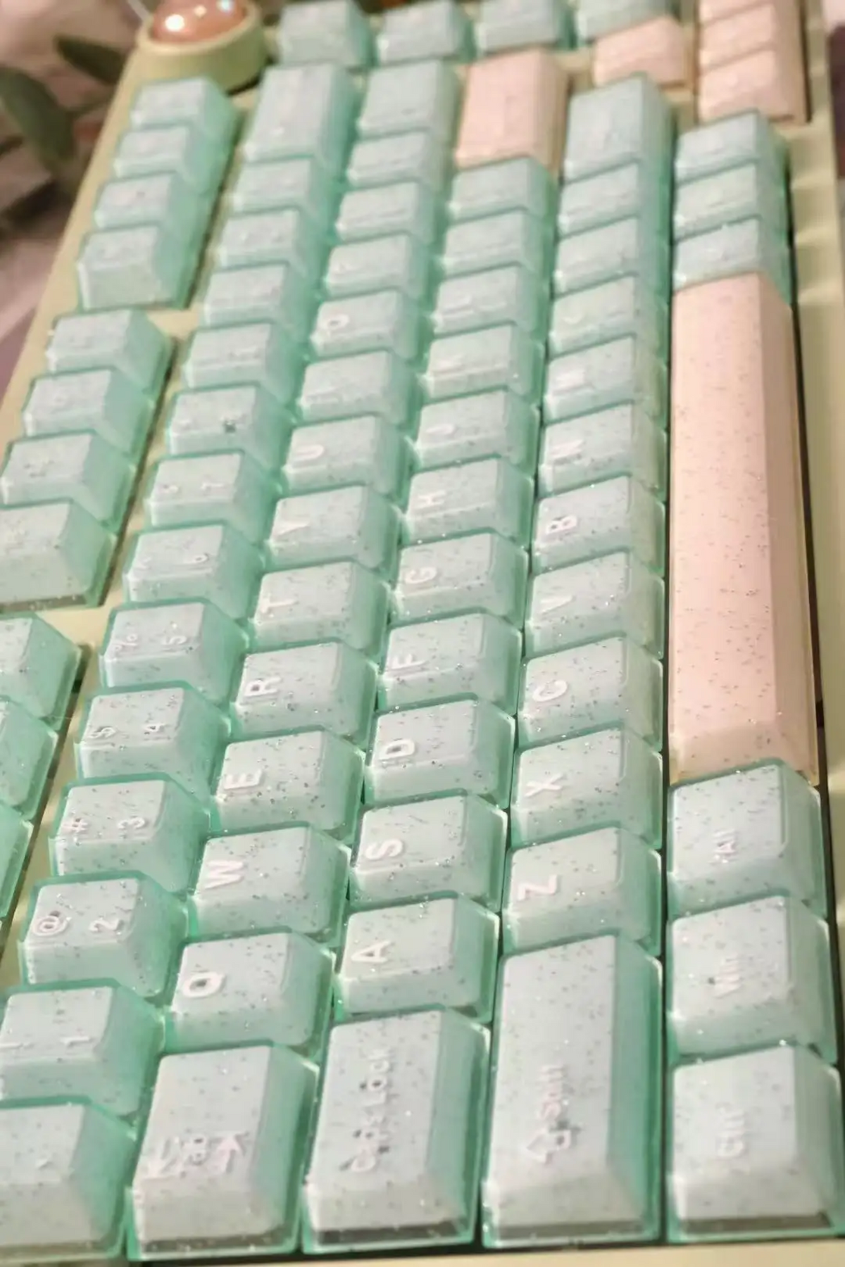 Mint Sand Sparkling Doubleshot Thick Keycaps