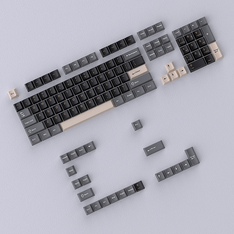 Black Beige Gray Doubleshot Cherry PBT Keycaps