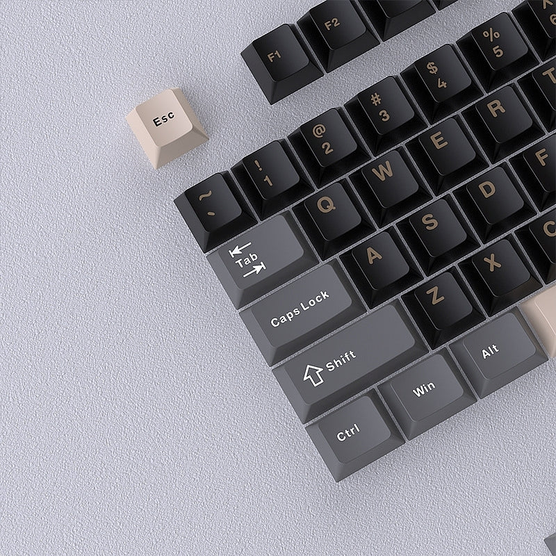 Black Beige Gray Doubleshot Cherry PBT Keycaps
