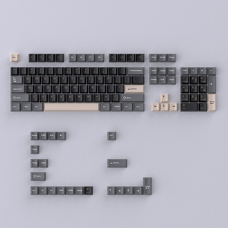 Black Beige Gray Doubleshot Cherry PBT Keycaps