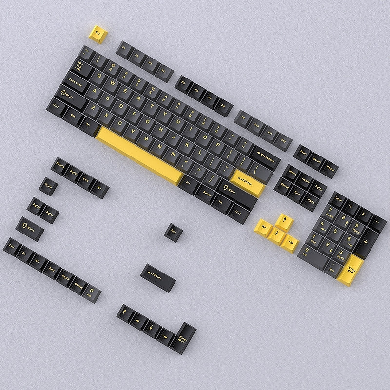 Black Gray Yellow Cherry Doubleshot PBT Keycaps