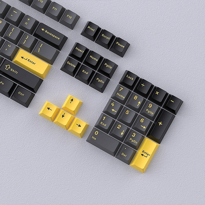 Black Gray Yellow Cherry Doubleshot PBT Keycaps