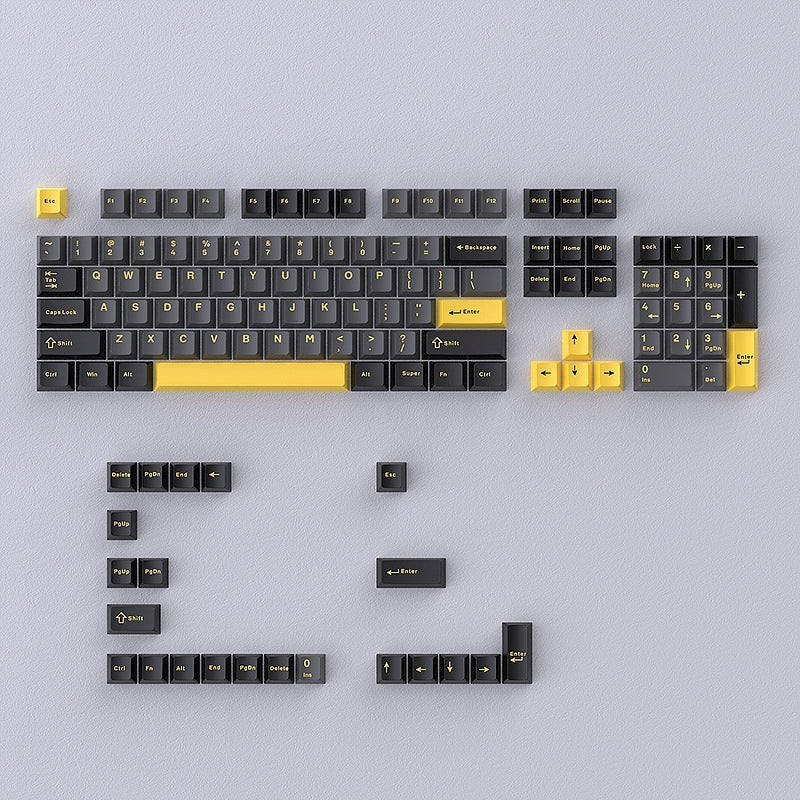 Black Gray Yellow Cherry Doubleshot PBT Keycaps