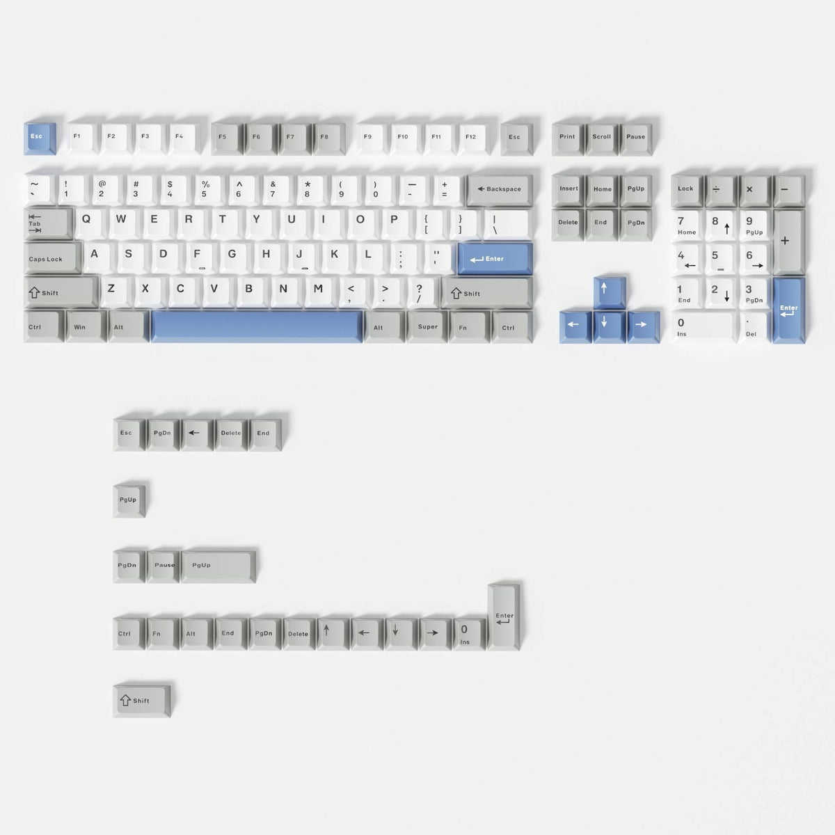 Glacier Slate Cherry Doubleshot PBT Keycaps