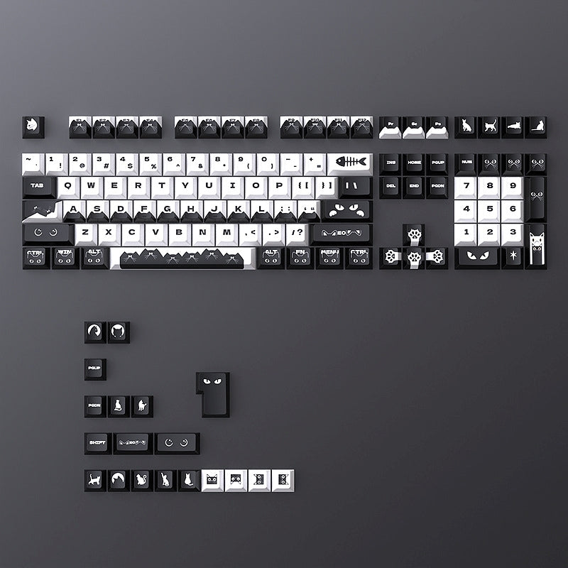 Night Cat Cherry PBT Keycaps
