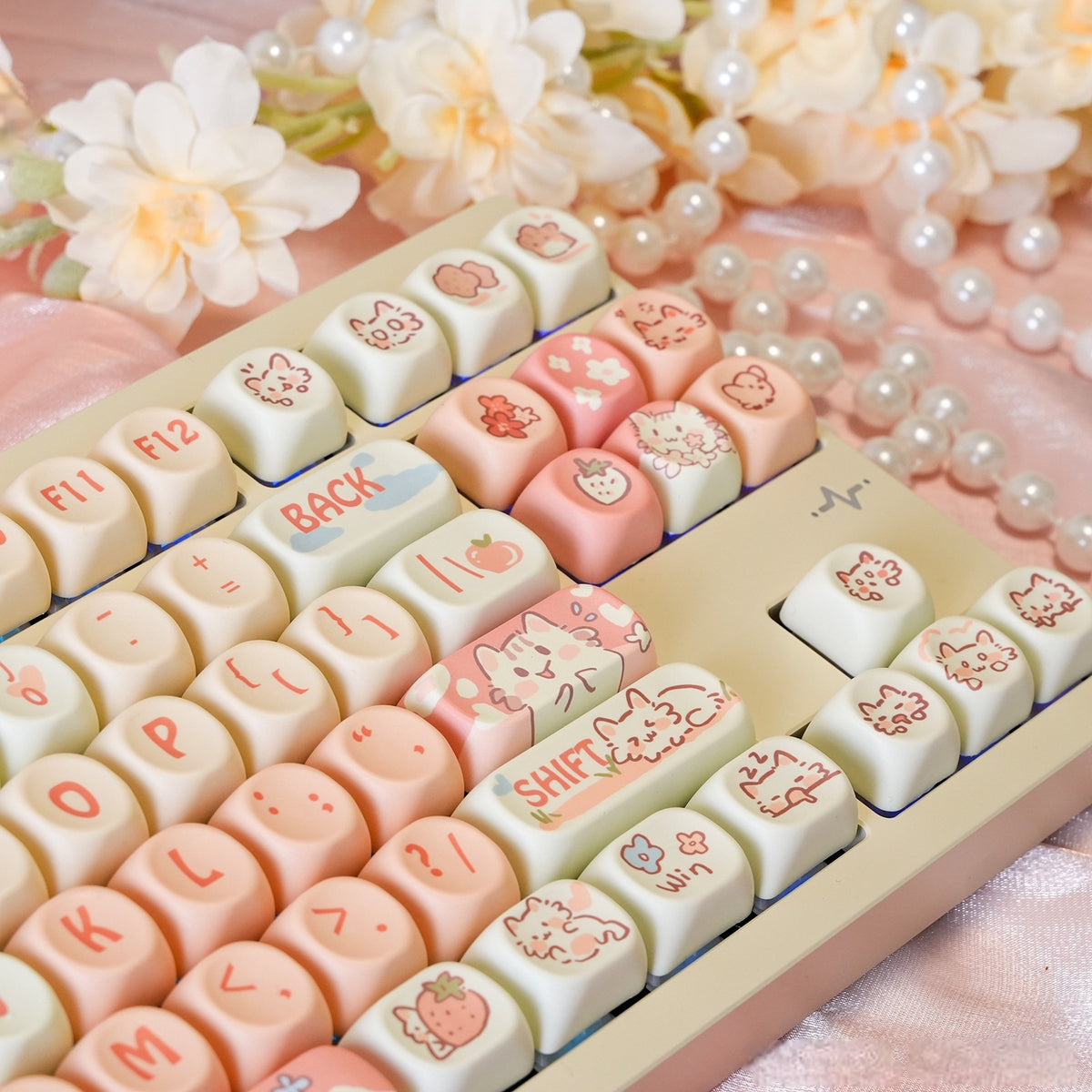 Strawberry Kitten MOA PBT Keycaps