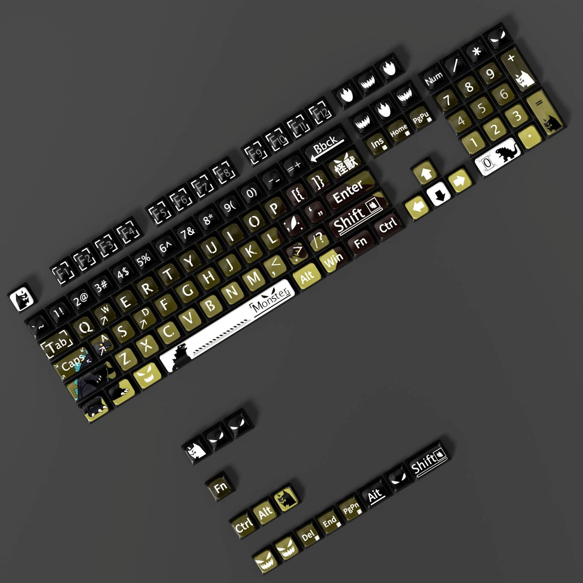 Monster 6 Theme XDA PBT PC Keycaps