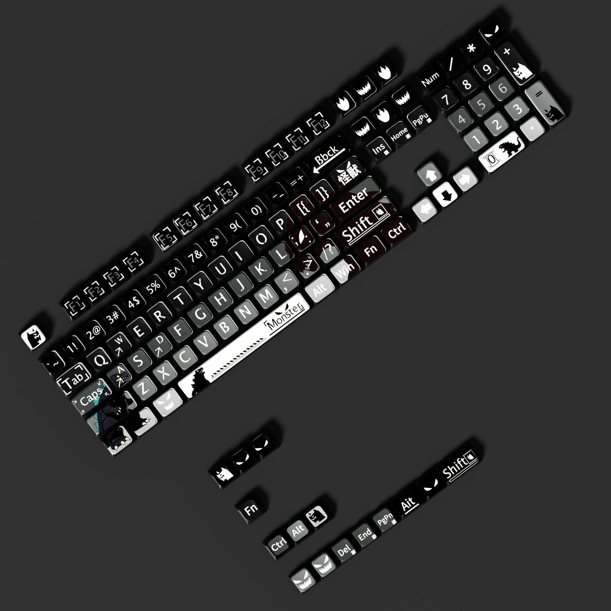 Monster 6 Theme XDA PBT PC Keycaps