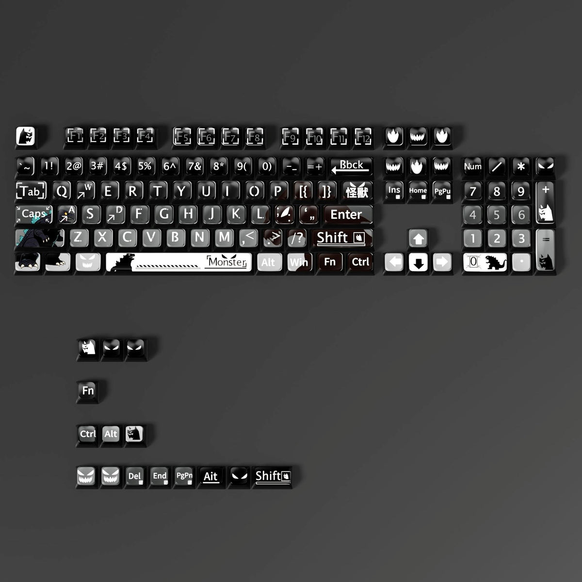 Monster 6 Theme XDA PBT PC Keycaps
