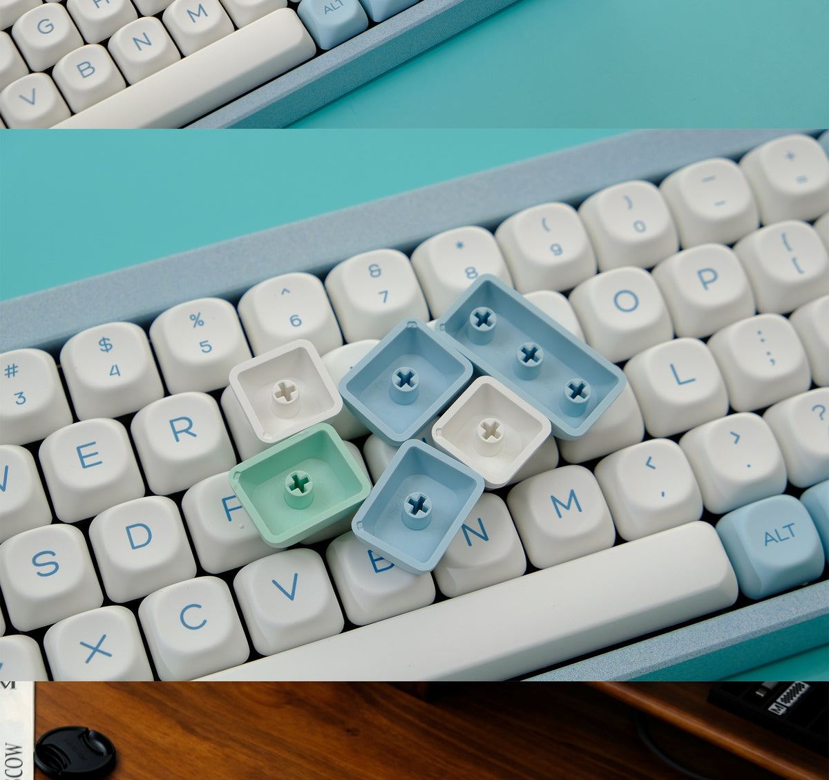 Alpine Mist Moa PBT Keycaps Mac Compatible