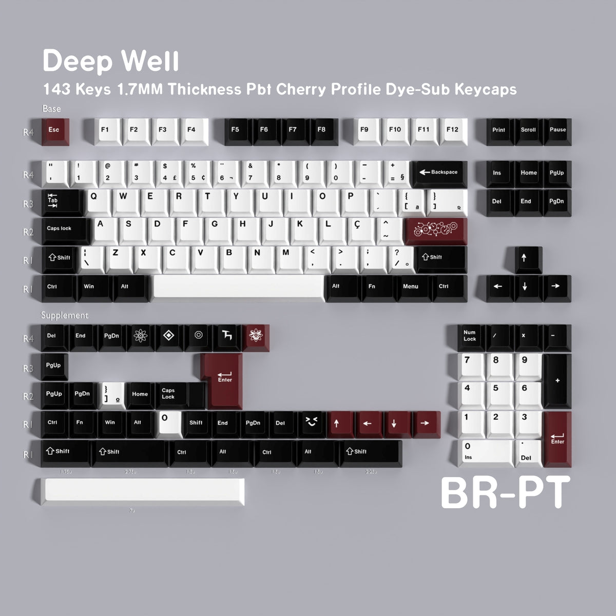 Claret Deep Well 1.7mm Thick Japanese English PBT Keycaps