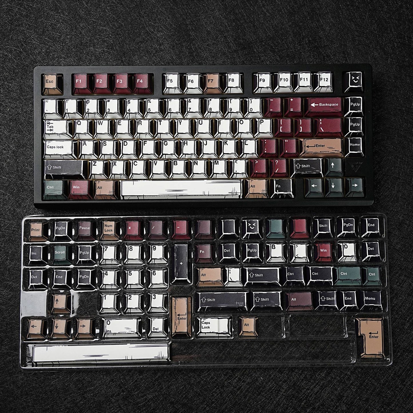 Comic Mixed Light Cherry 1.7mm Thick PBT Keycaps