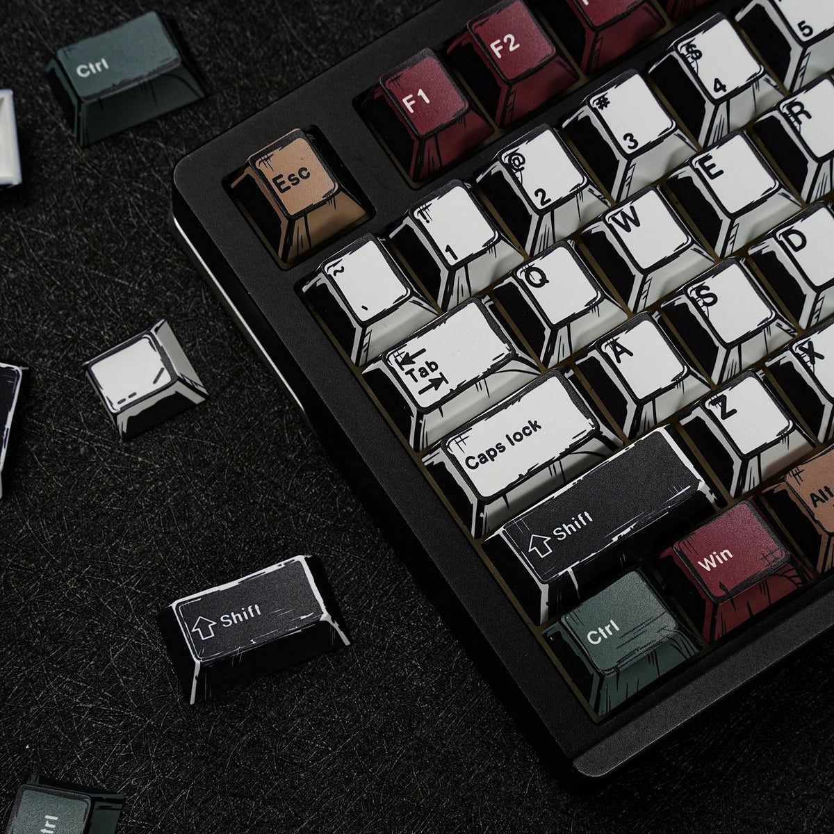 Comic Mixed Light Cherry 1.7mm Thick PBT Keycaps