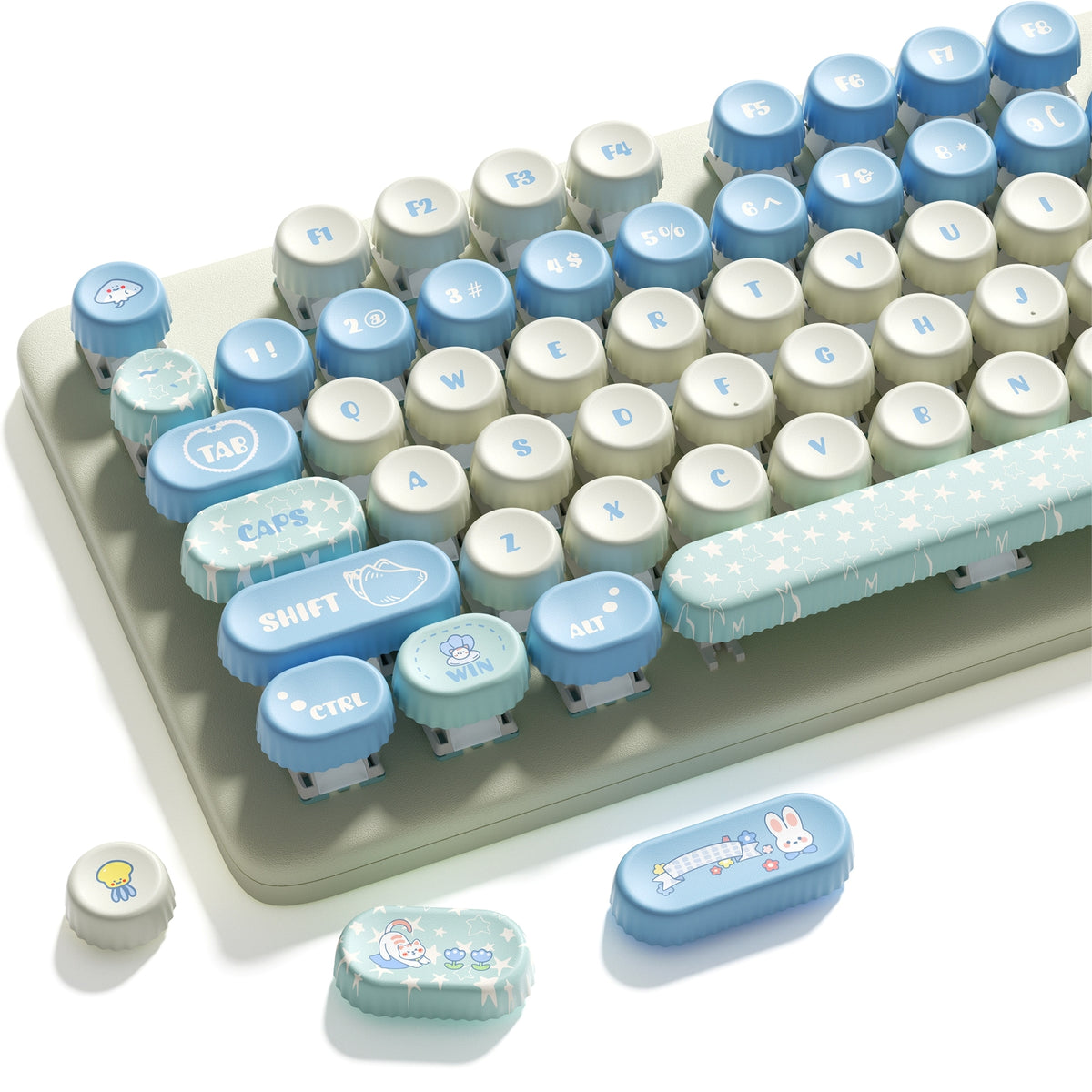Bottlecap Paws & Pearls Round PBT Keycaps