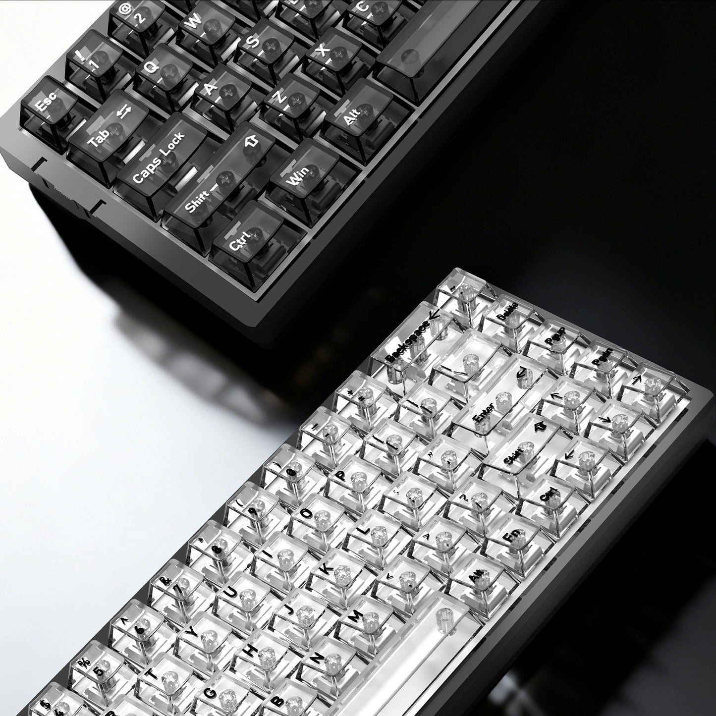 Crystal Black English Japanese Transparent Cherry Keycaps