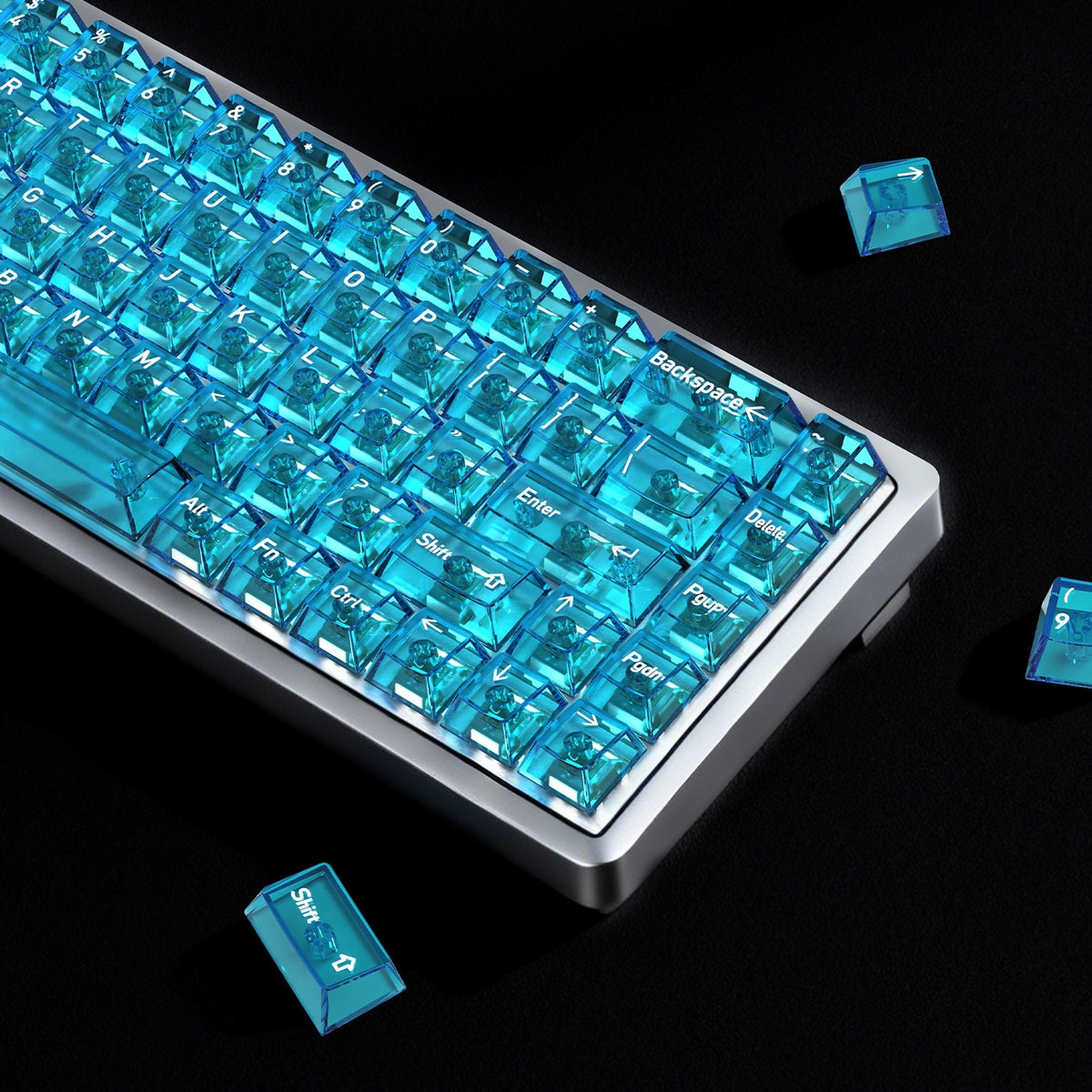 Crystal Blue English Japanese Transparent Cherry Keycaps