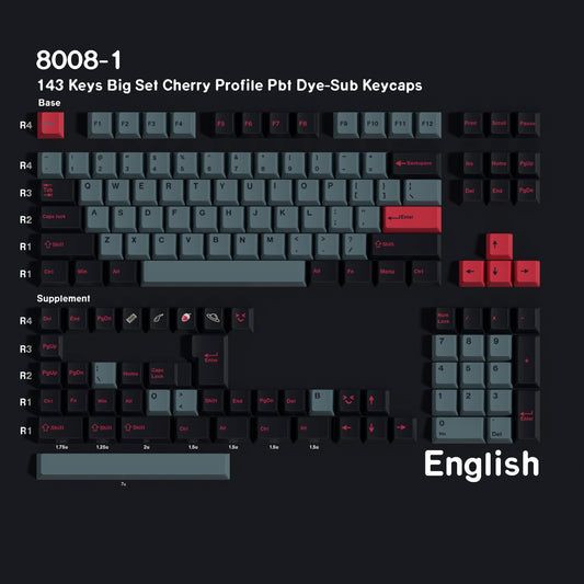 8008 Inspired Thick Cherry PBT Keycaps