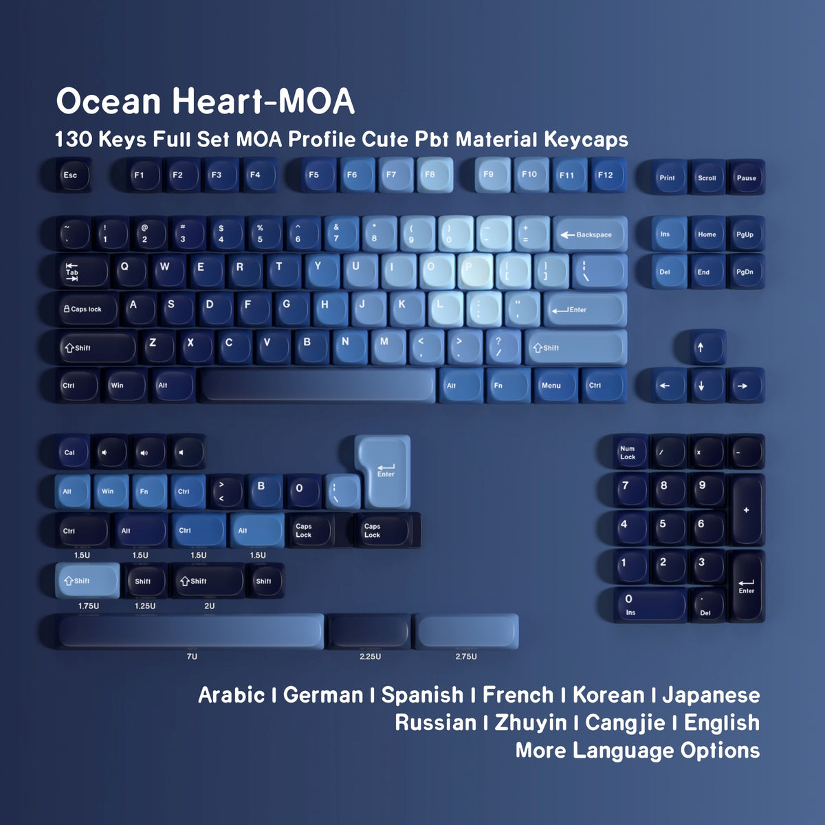 Ocean Heart Moa PBT Keycaps