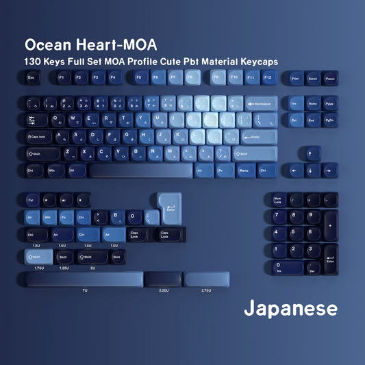 Ocean Heart Moa PBT Keycaps