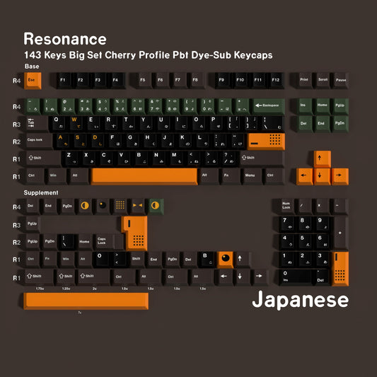 Resonance Inspired 1.7mm Thick Japanese English PBT Keycaps