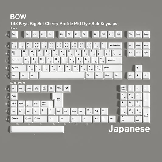 BOW Arctic 1.7mm Thick Japanese English PBT Keycaps