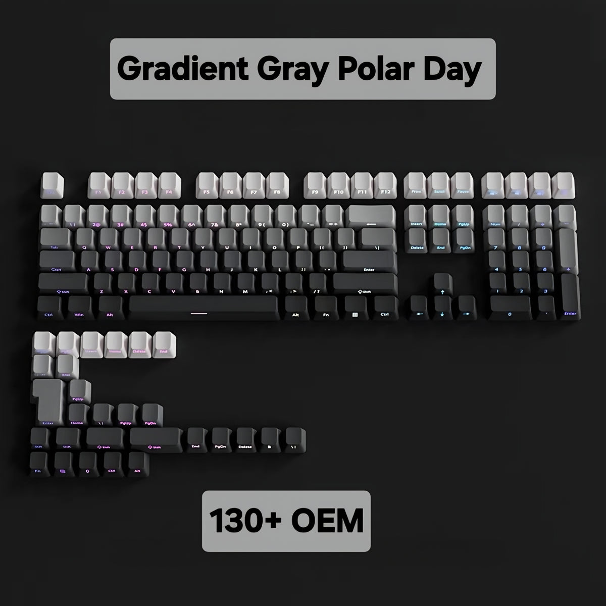 Gradient Gray Polar Day OEM Side Backlit Keycaps