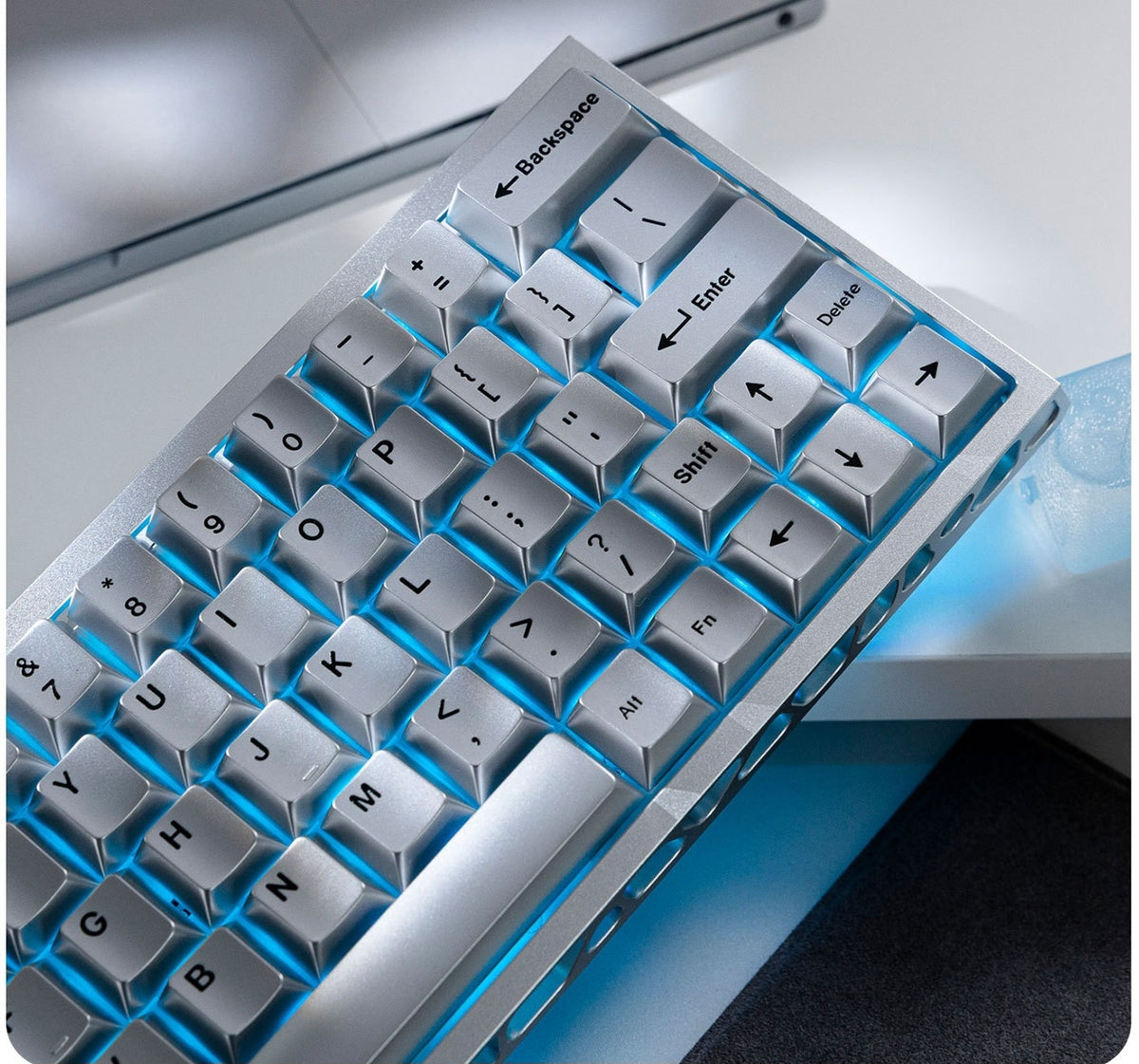 PREMIUM Metallic Silver Black Cherry PBT Keycaps